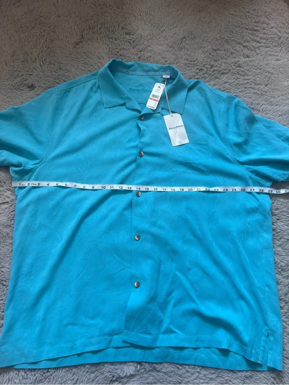 NWT Tommy Bahama Turquoise Silk Short-Sleeve  Camp Shirt size XXXL - Picture 8 of 9
